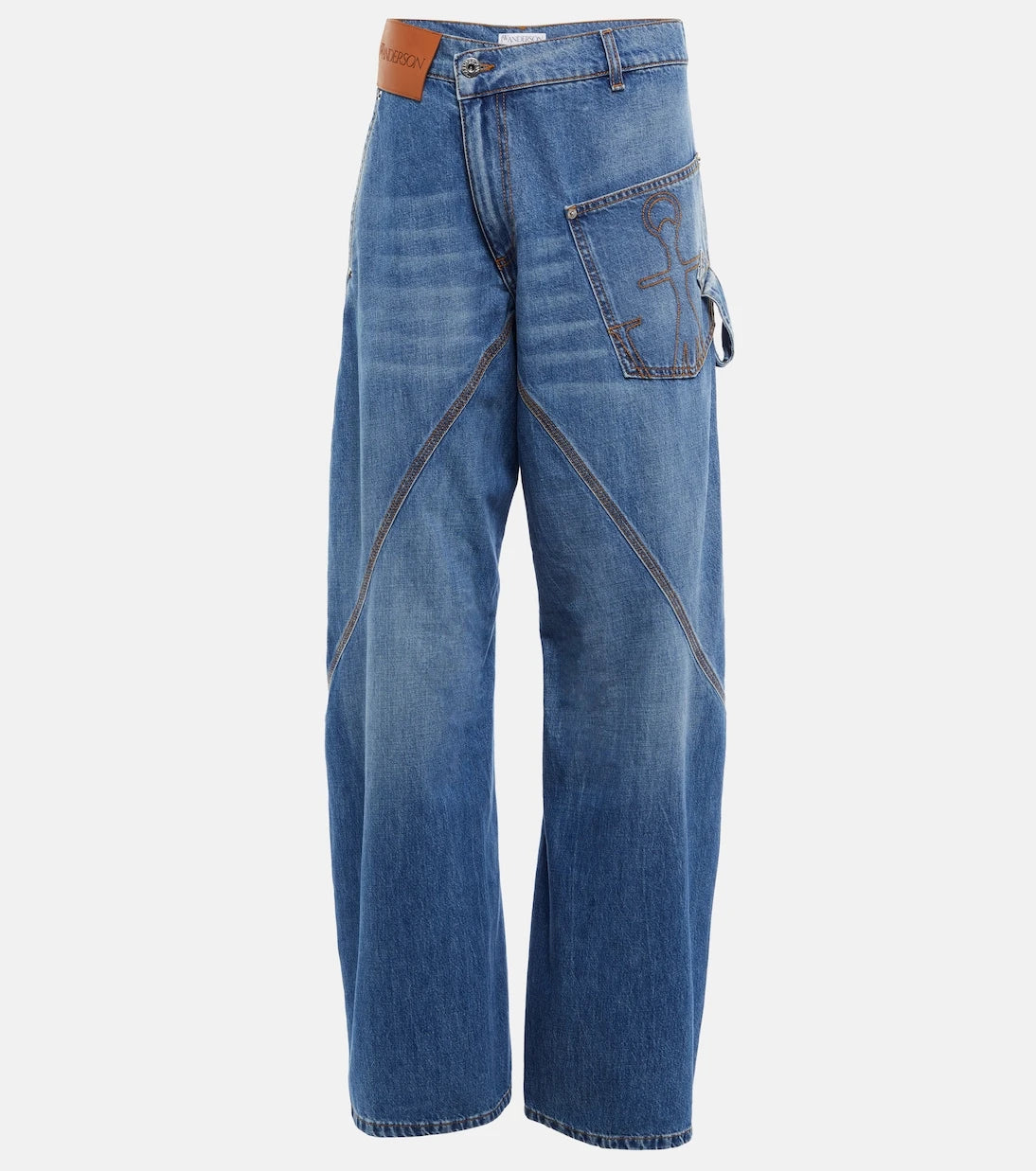 JW Anderson - Twisted embroidered wide-leg jeans