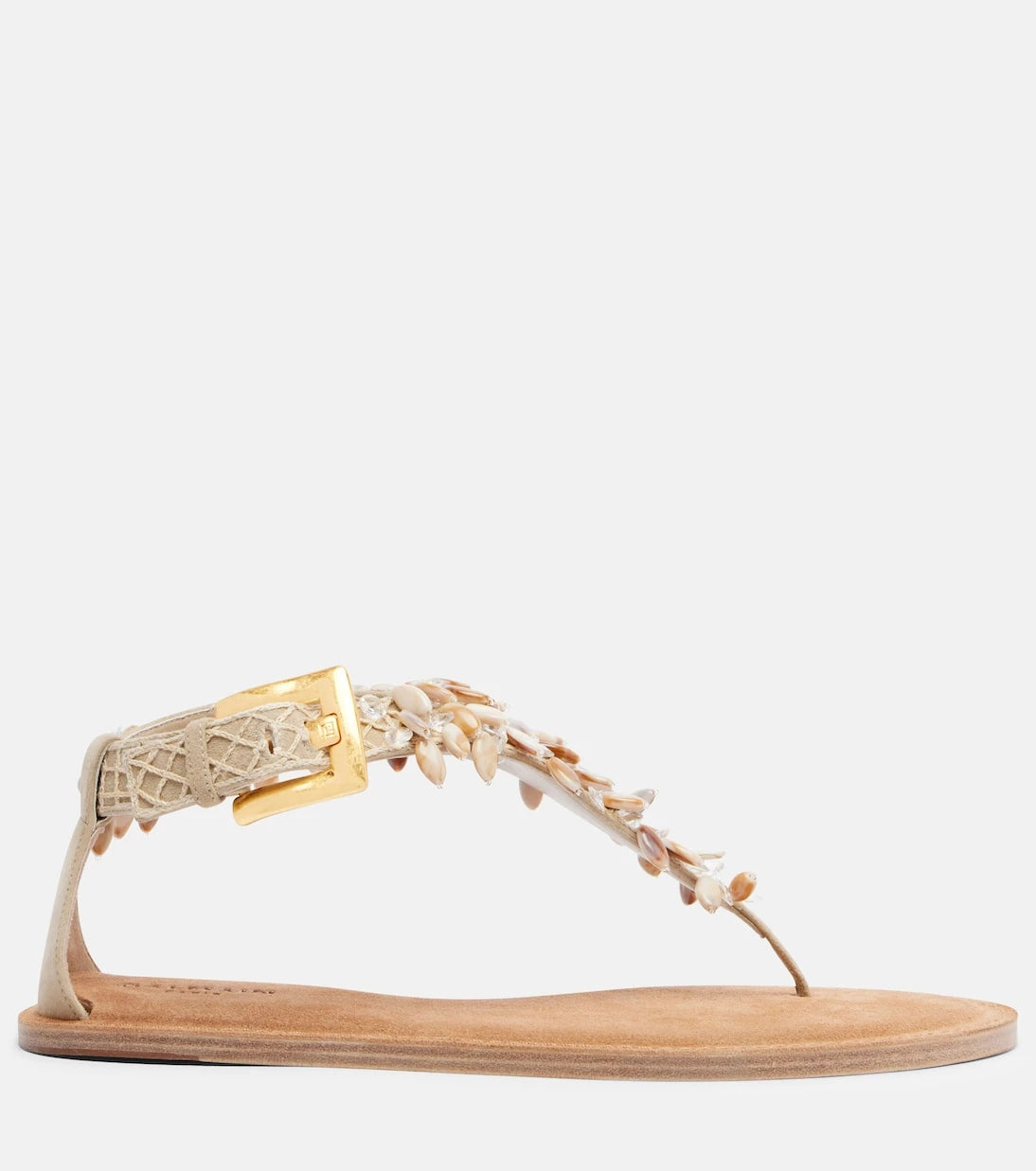 Balmain - Embellished suede thong sandals
