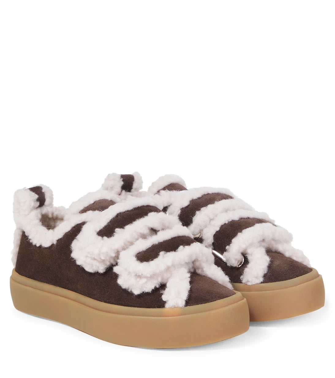 Inuikii Kids - Shearling-trimmed suede sneakers