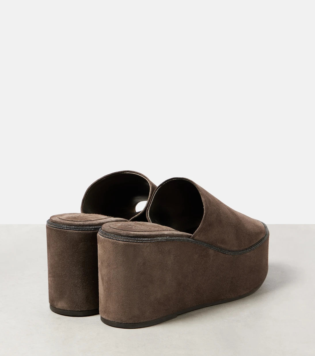 Brunello Cucinelli - Monili suede wedge mules
