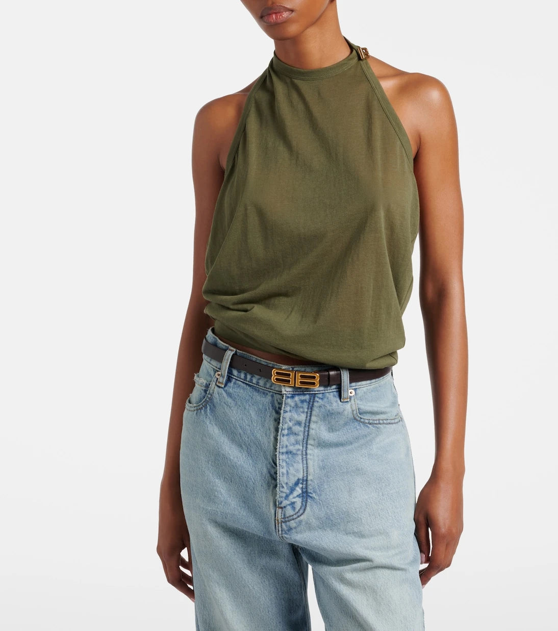 Balenciaga - Draped cotton-blend top