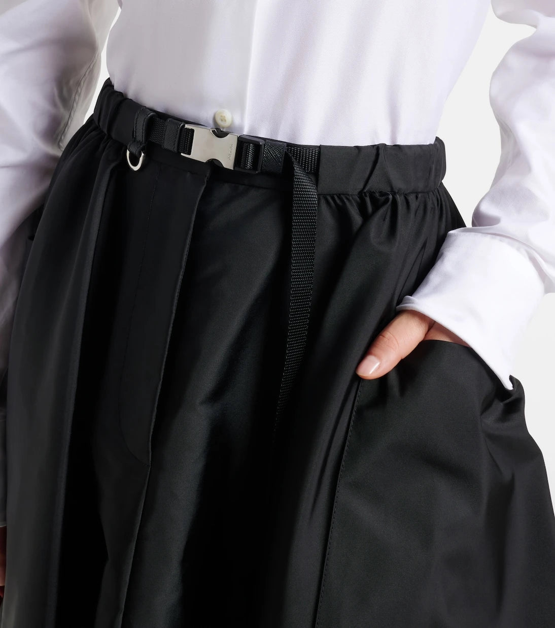 Prada - Re-Nylon belted midi skirt
