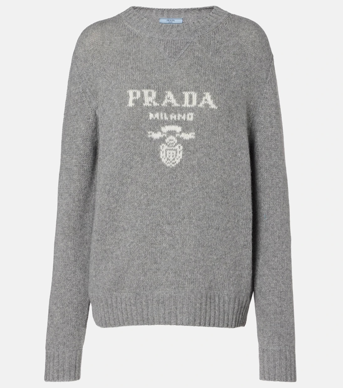 Prada - Logo intarsia wool and cashmere sweater