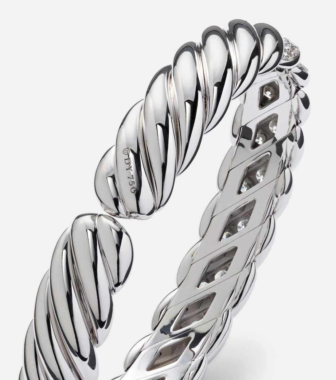 David Yurman - Sculpted Cable Flex® 18kt white gold bracelet with diamonds