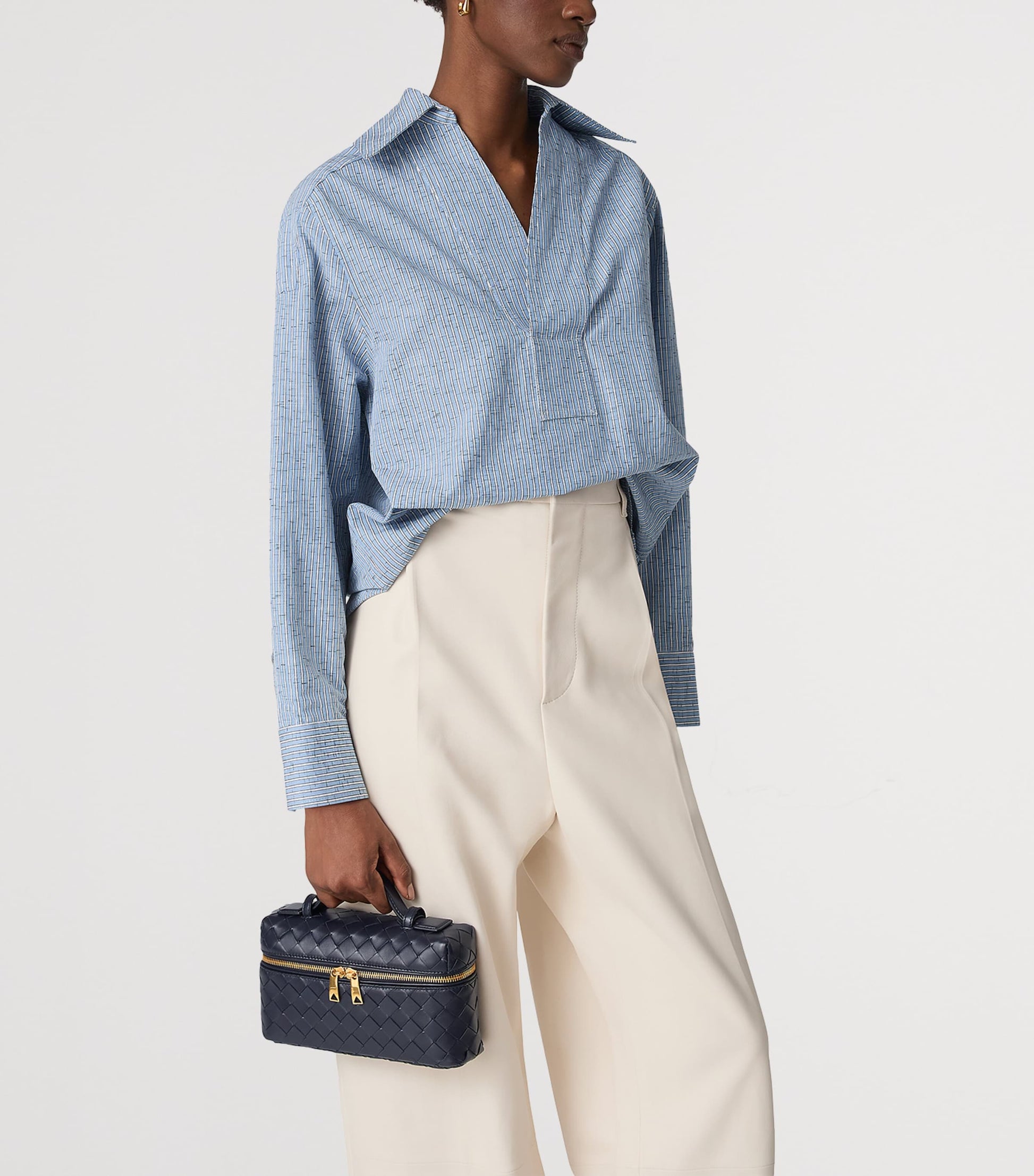 Bottega Veneta Blue Calfskin Bang Bang Vanity Case Bag