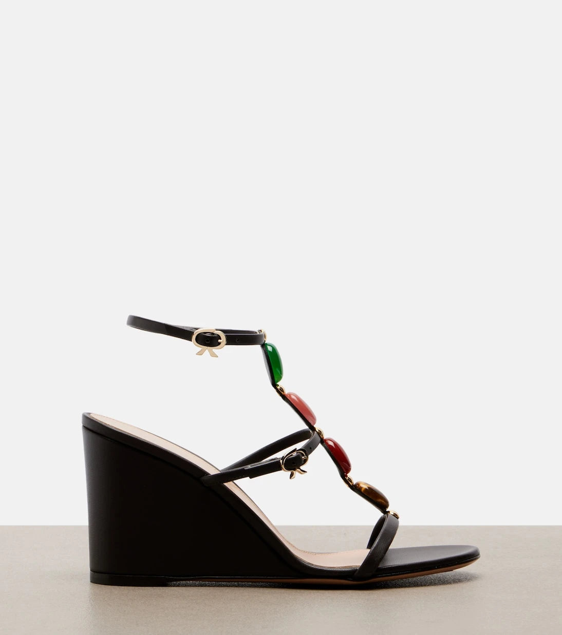 Gianvito Rossi - Embellished leather wedge sandals