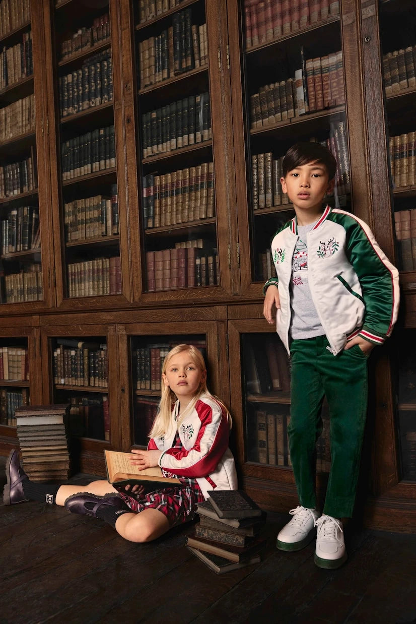 Kenzo Kids - Embroidered satin varsity jacket