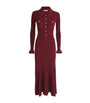 Self-Portrait Burgundy Rib-Knit Midi Dress