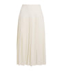 Wool Crepe Pleated Midi Skirt 0822 WHITE