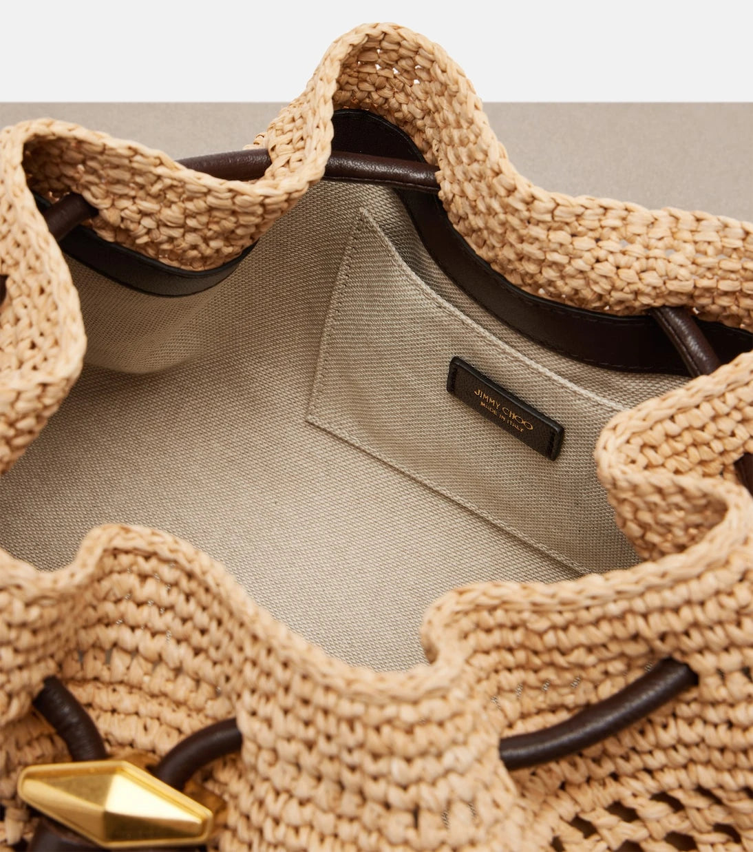 Jimmy Choo - Bon Bon Medium beaded raffia bucket bag