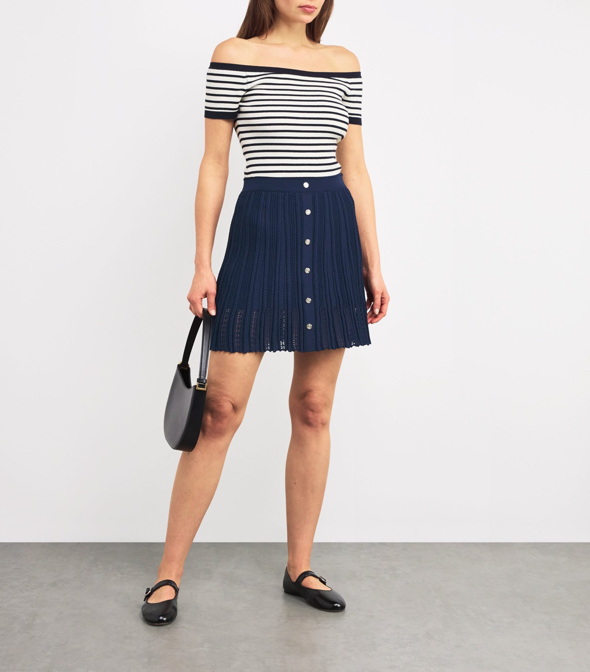 Blue Knitted Mini Skirt