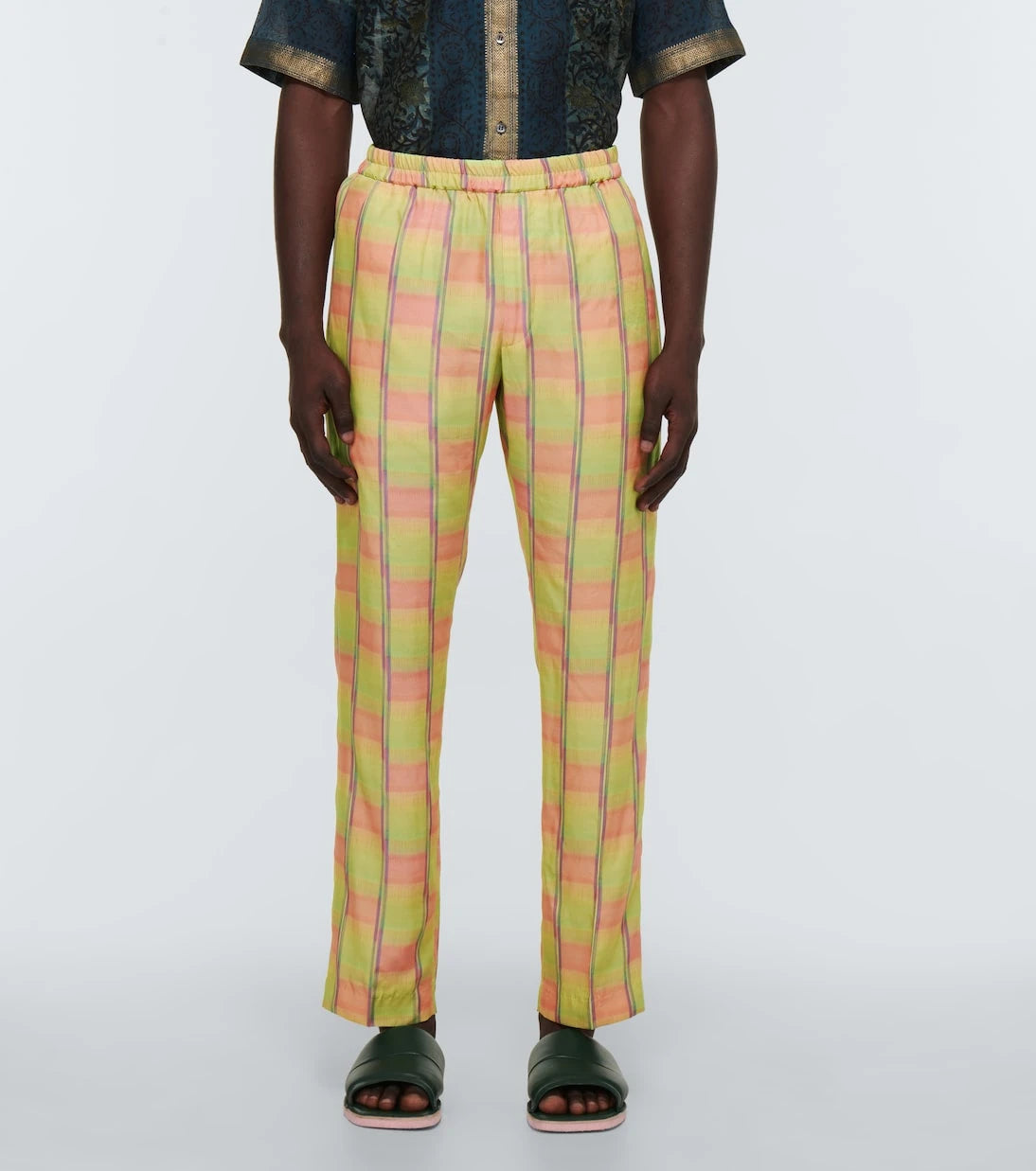 Dries Van Noten - Ekose düz paça pantolon