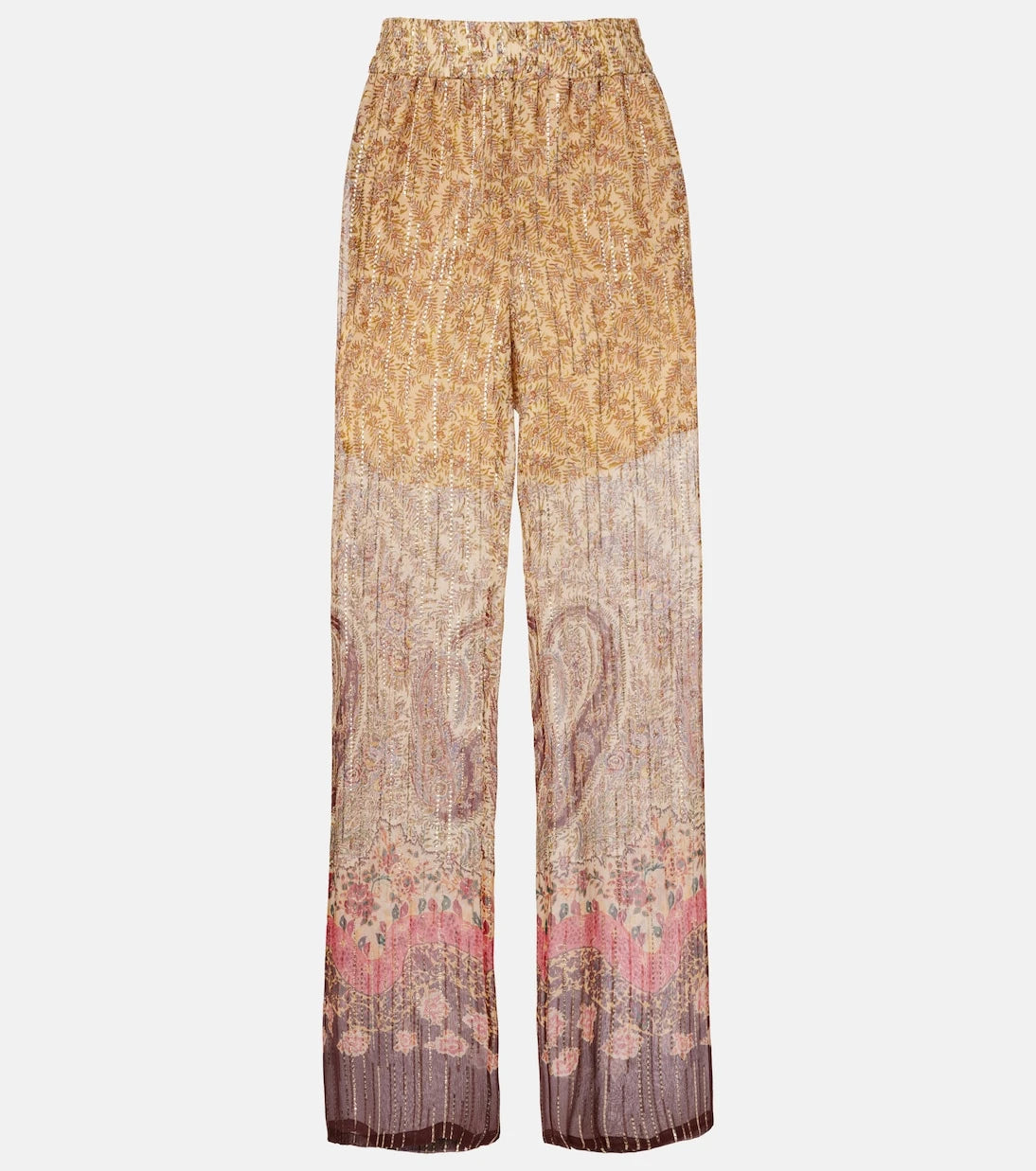 Valentino - Printed silk-blend wide-leg pants