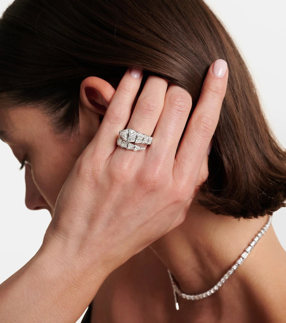 Bvlgari - Serpenti Viper 18kt white gold ring with diamonds