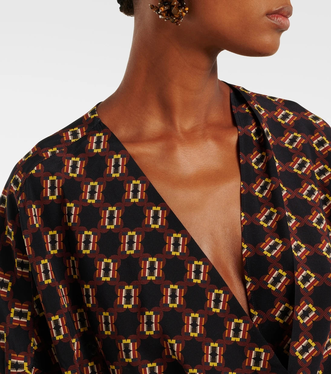 Dries Van Noten - Draped printed silk top