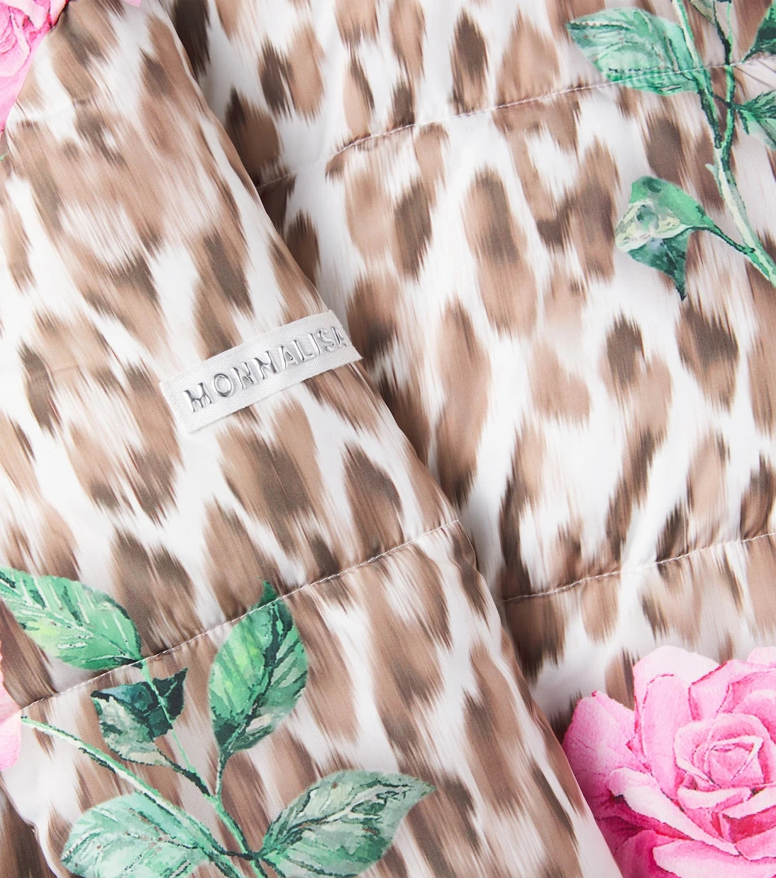 Monnalisa - Floral leopard-print puffer jacket