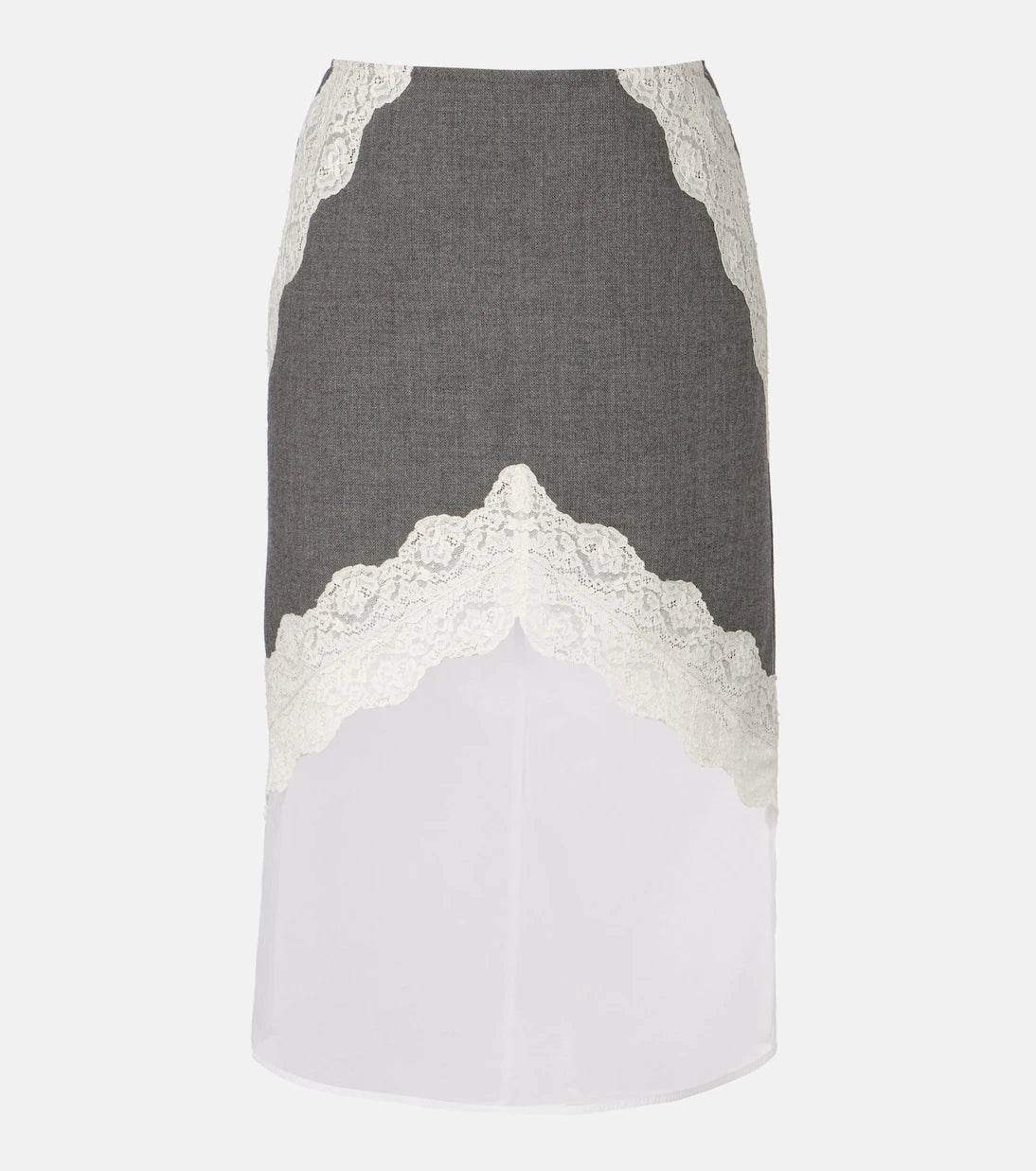 Jil Sander - Lace-trimmed wool midi skirt