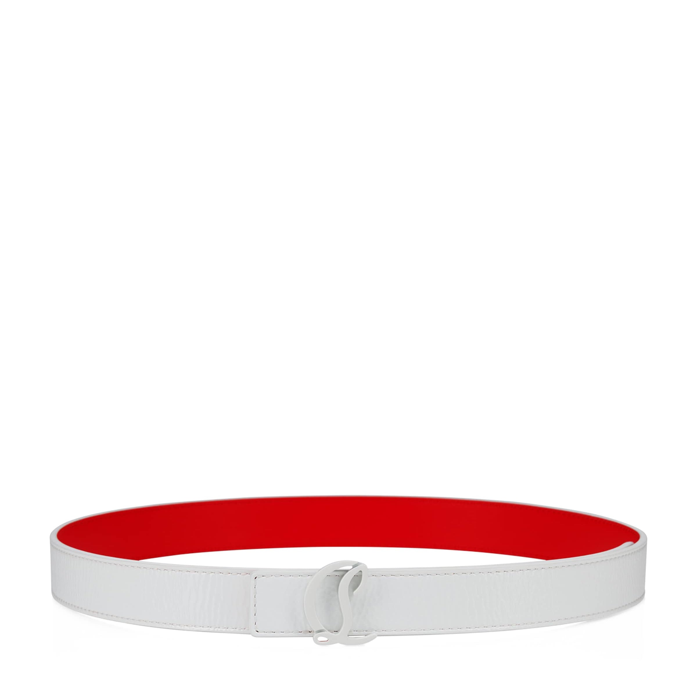 Christian Louboutin White Loubi54 Reversible Patent Leather Belt