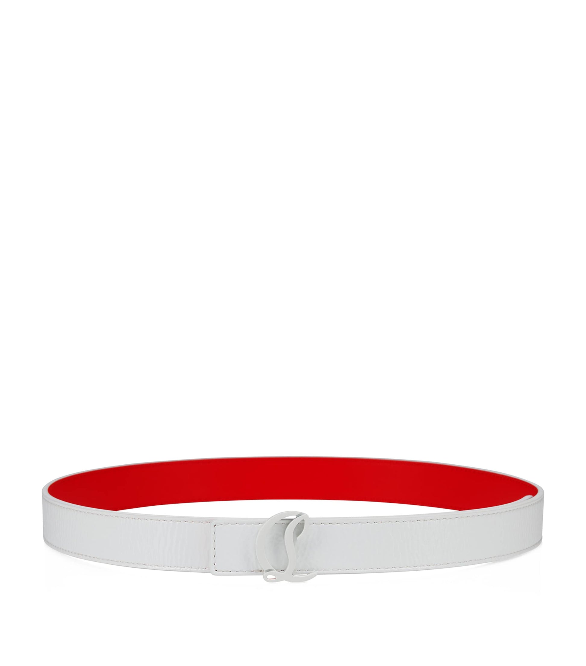 Christian Louboutin White Loubi54 Reversible Patent Leather Belt