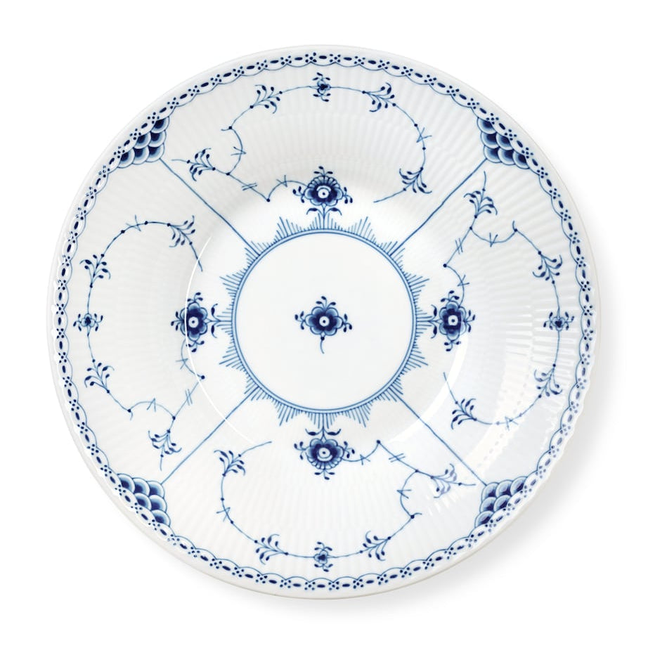 Blue Fluted Half Lace Deep Plate (24cm)