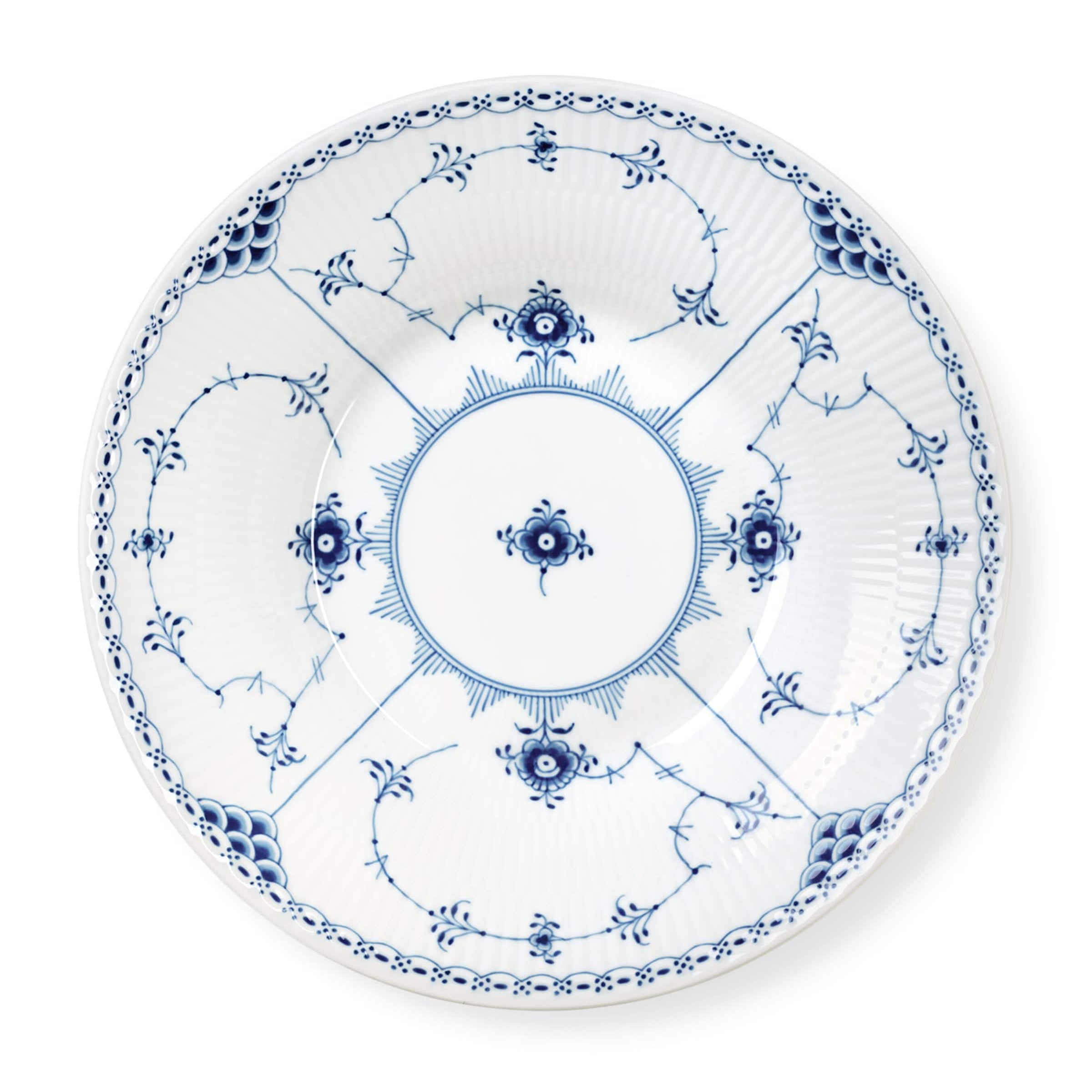Blue Fluted Half Lace Deep Plate (24cm)