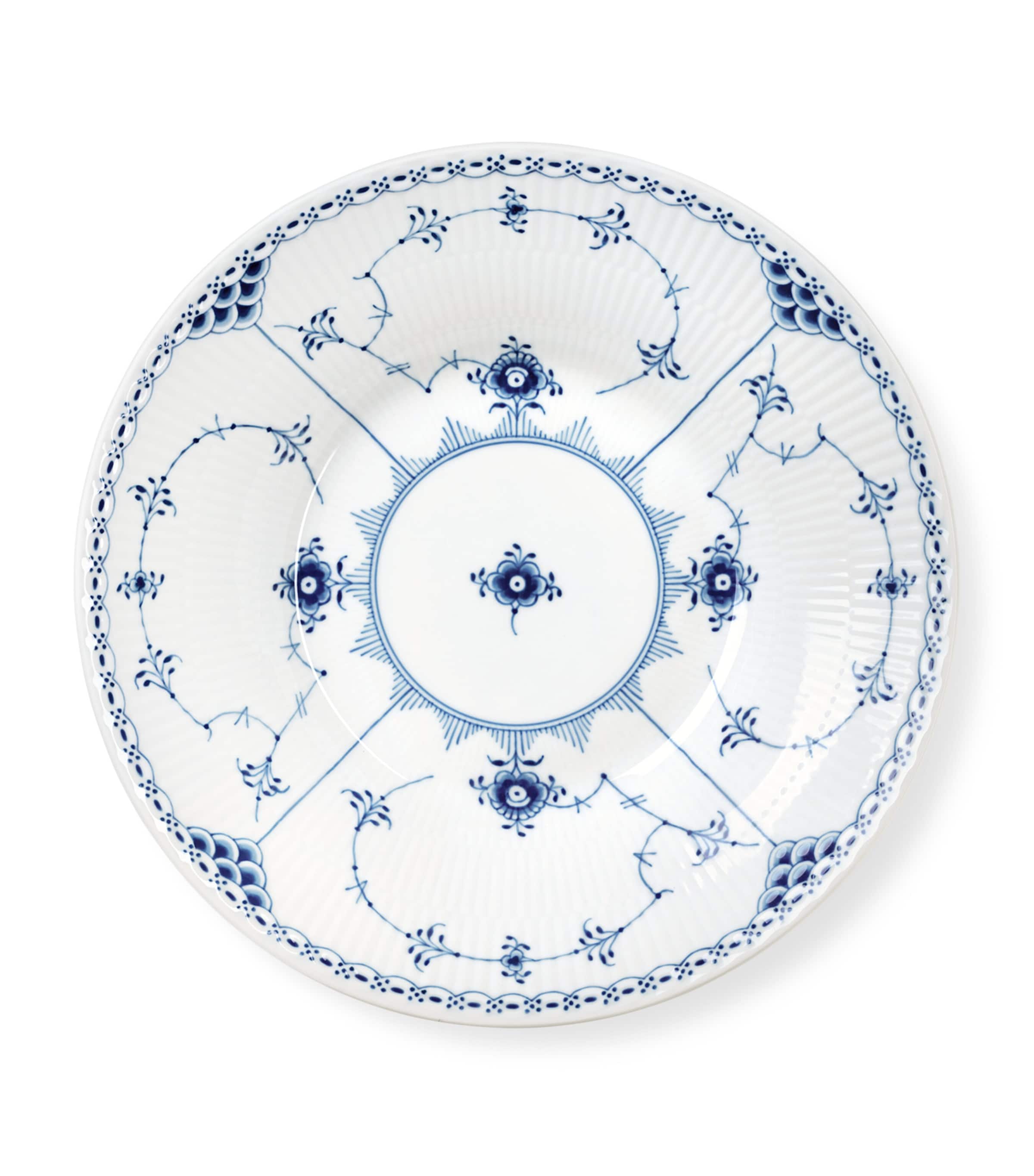 Blue Fluted Half Lace Deep Plate (24cm)
