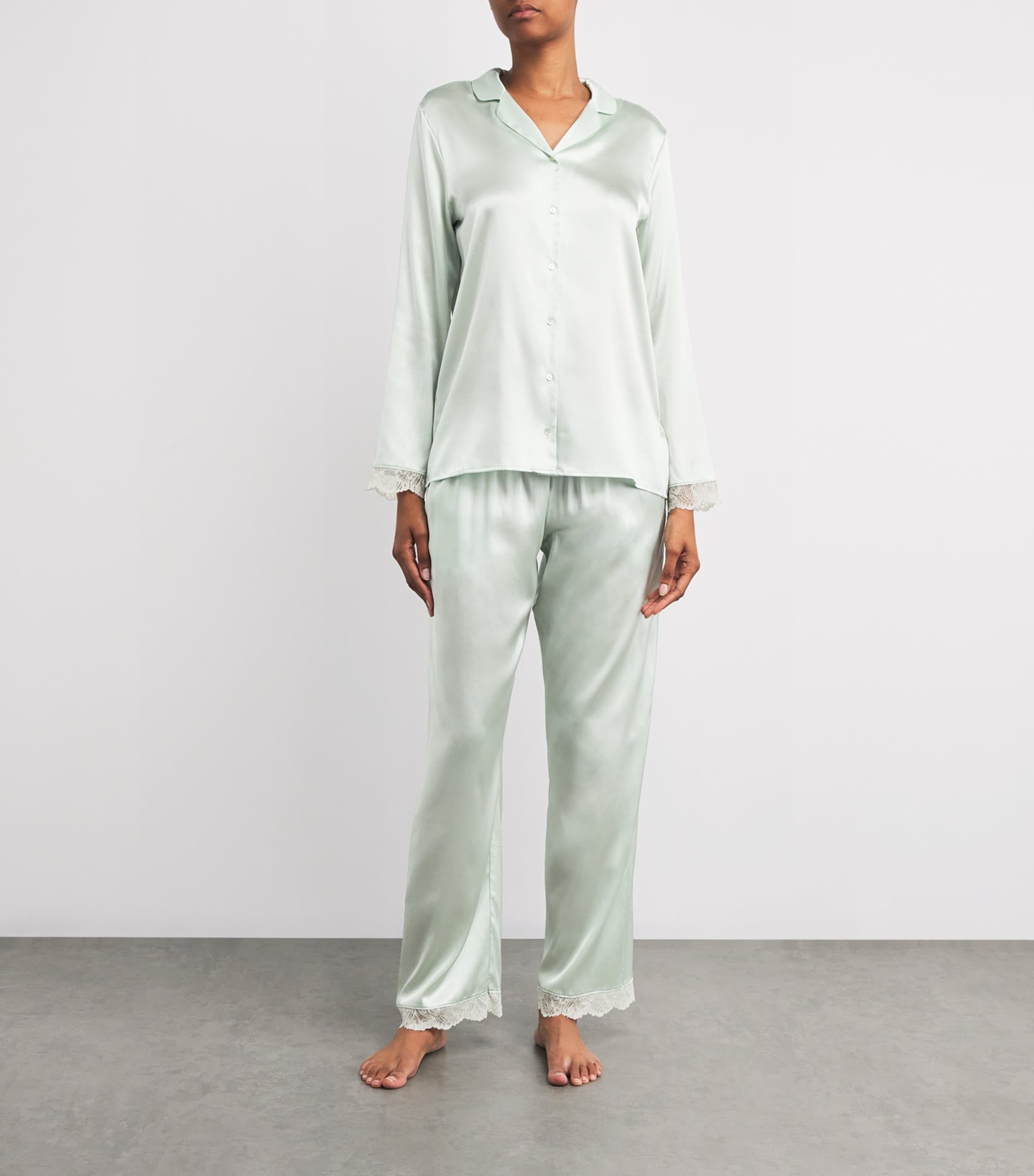 Hanro Green Stretch Silk Pyjama Set