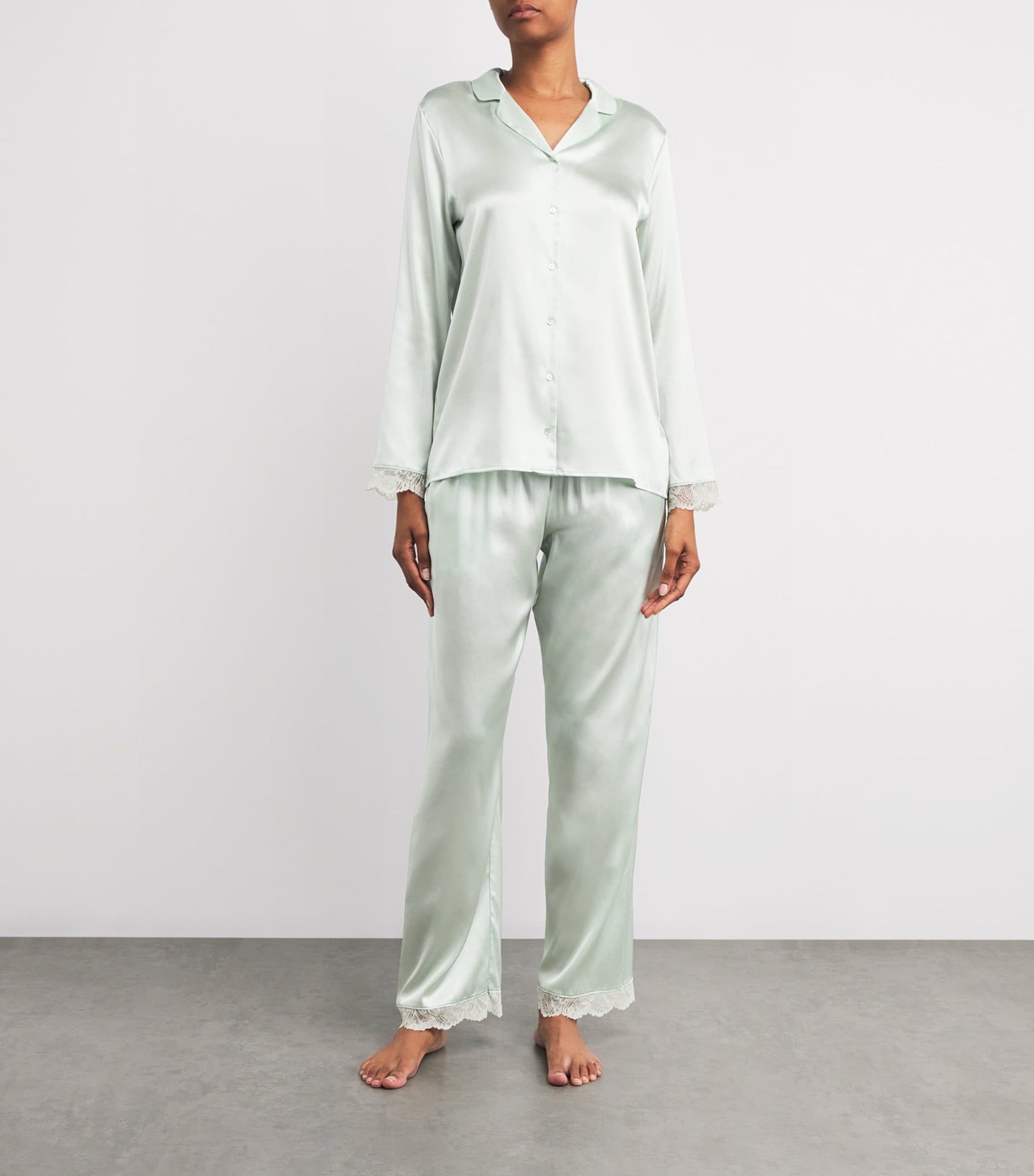 Hanro Green Stretch Silk Pyjama Set