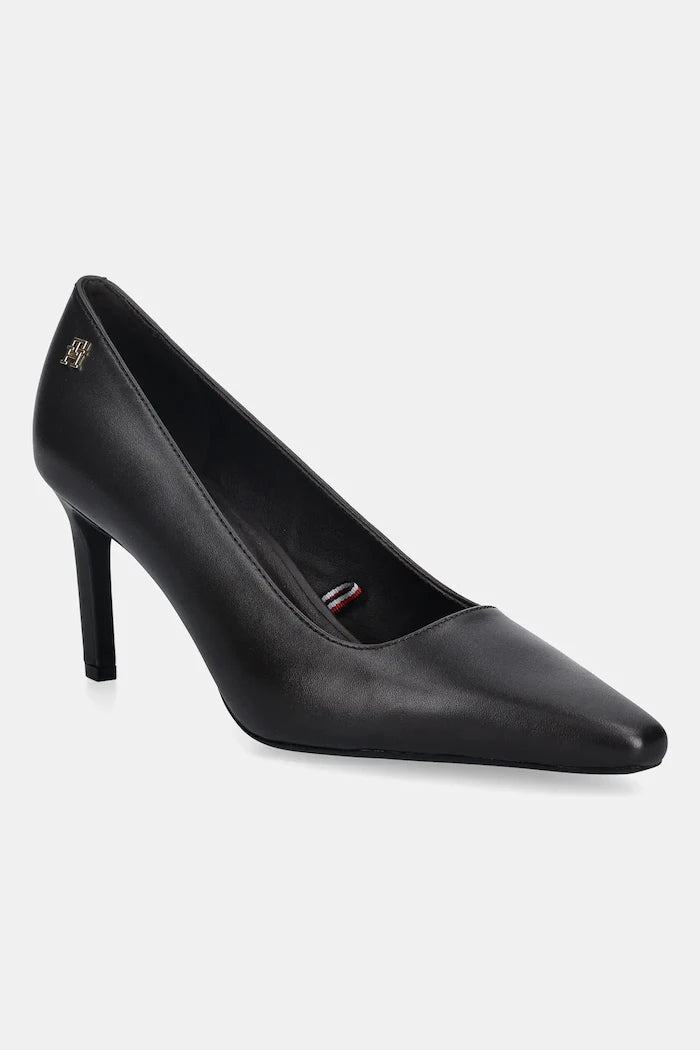 Tommy Hilfiger TH LOGO LTH PUMP SLANTED HL İnce Topuklu Deri Ayakkabı