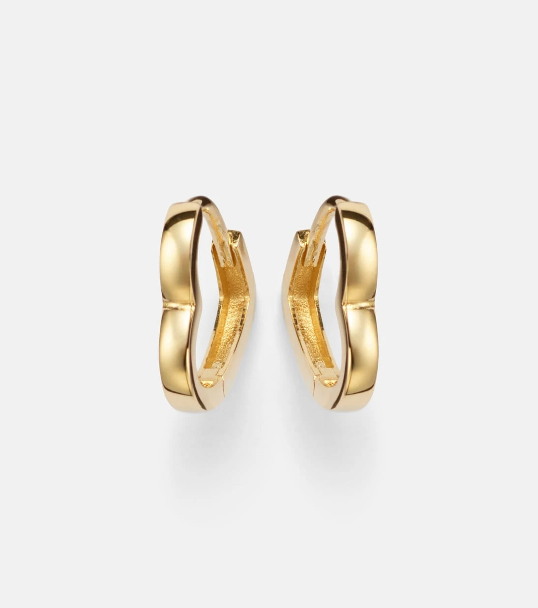 Stone and Strand - Heart 14kt gold huggie earrings