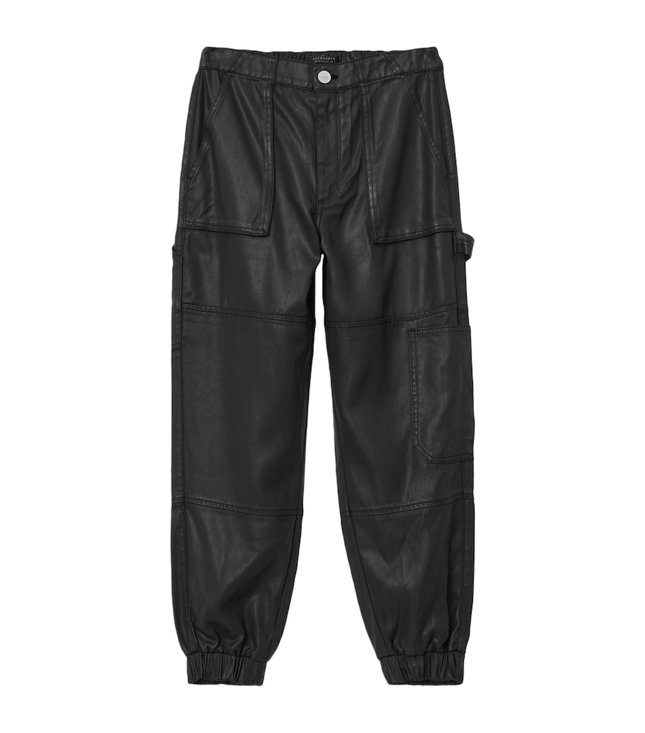 Waxed Denim Mila Cargo Trousers COATED BLACK