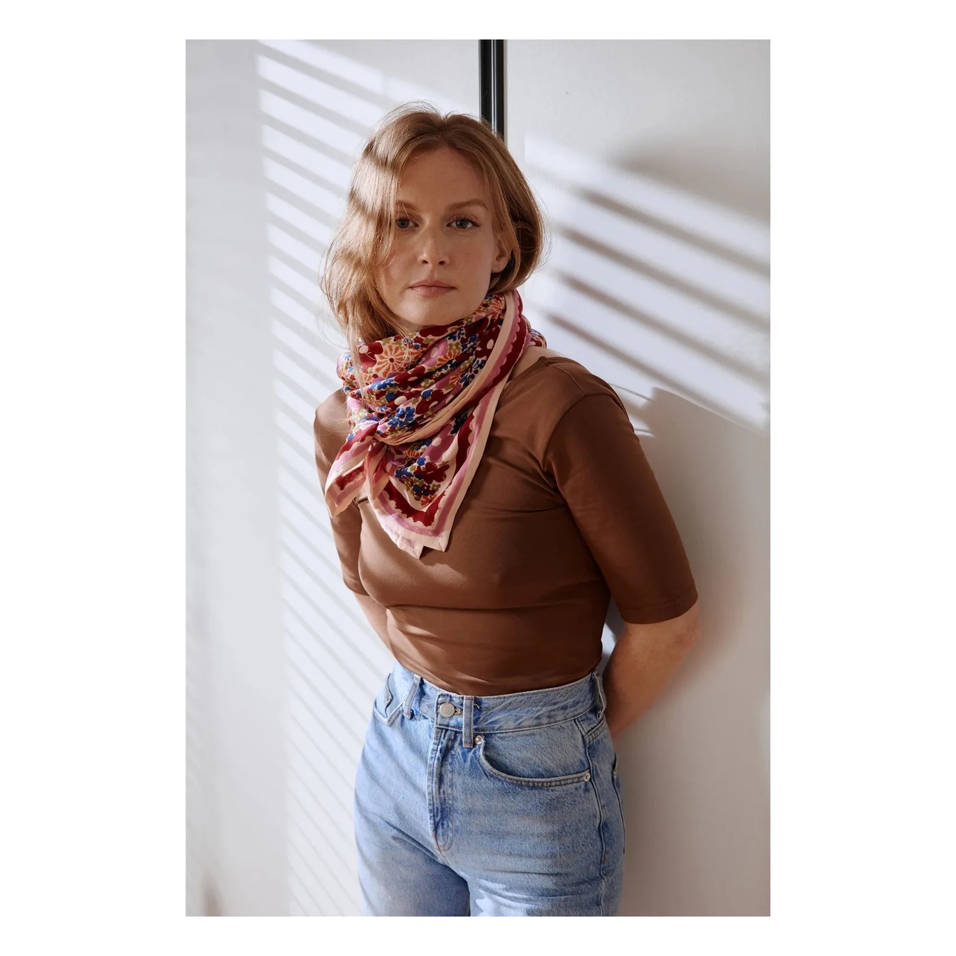 Apaches - Large Flowered Latika Scarf | Pink