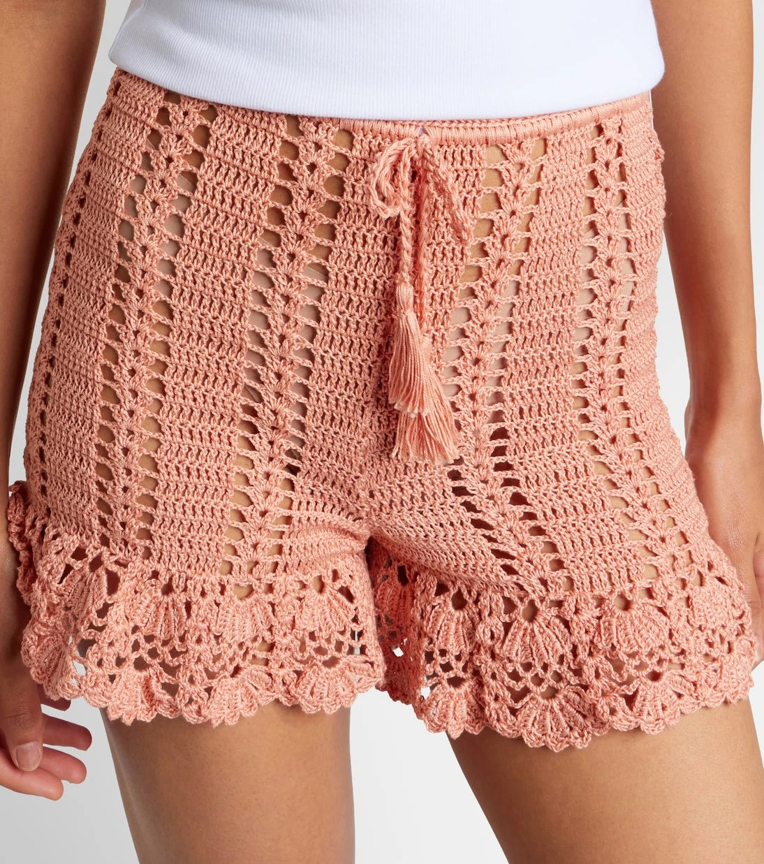 Anna Kosturova - Crochet ruffled cotton shorts
