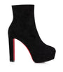 Christian Louboutin Red Loo Booty Suede Platform Boots 130