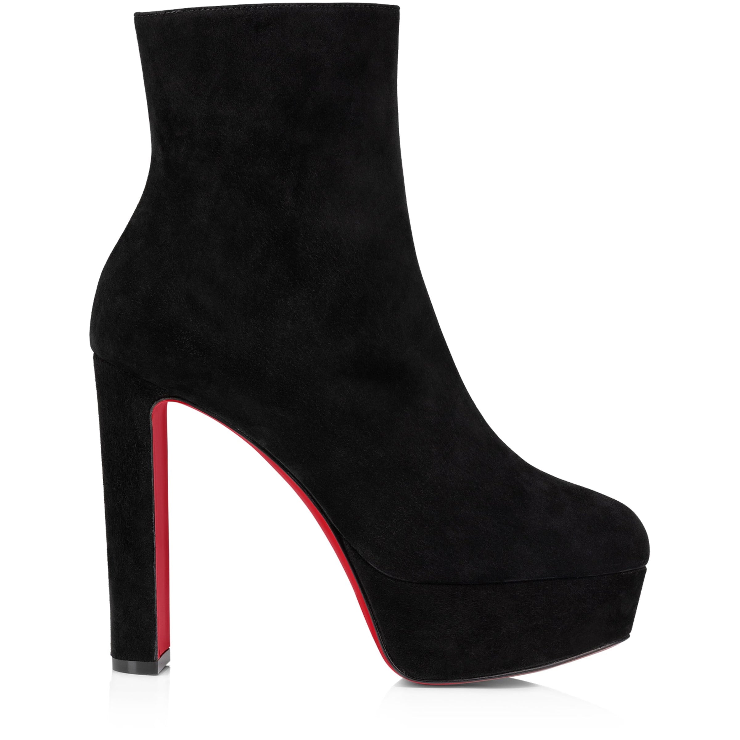 Christian Louboutin Red Loo Booty Suede Platform Boots 130