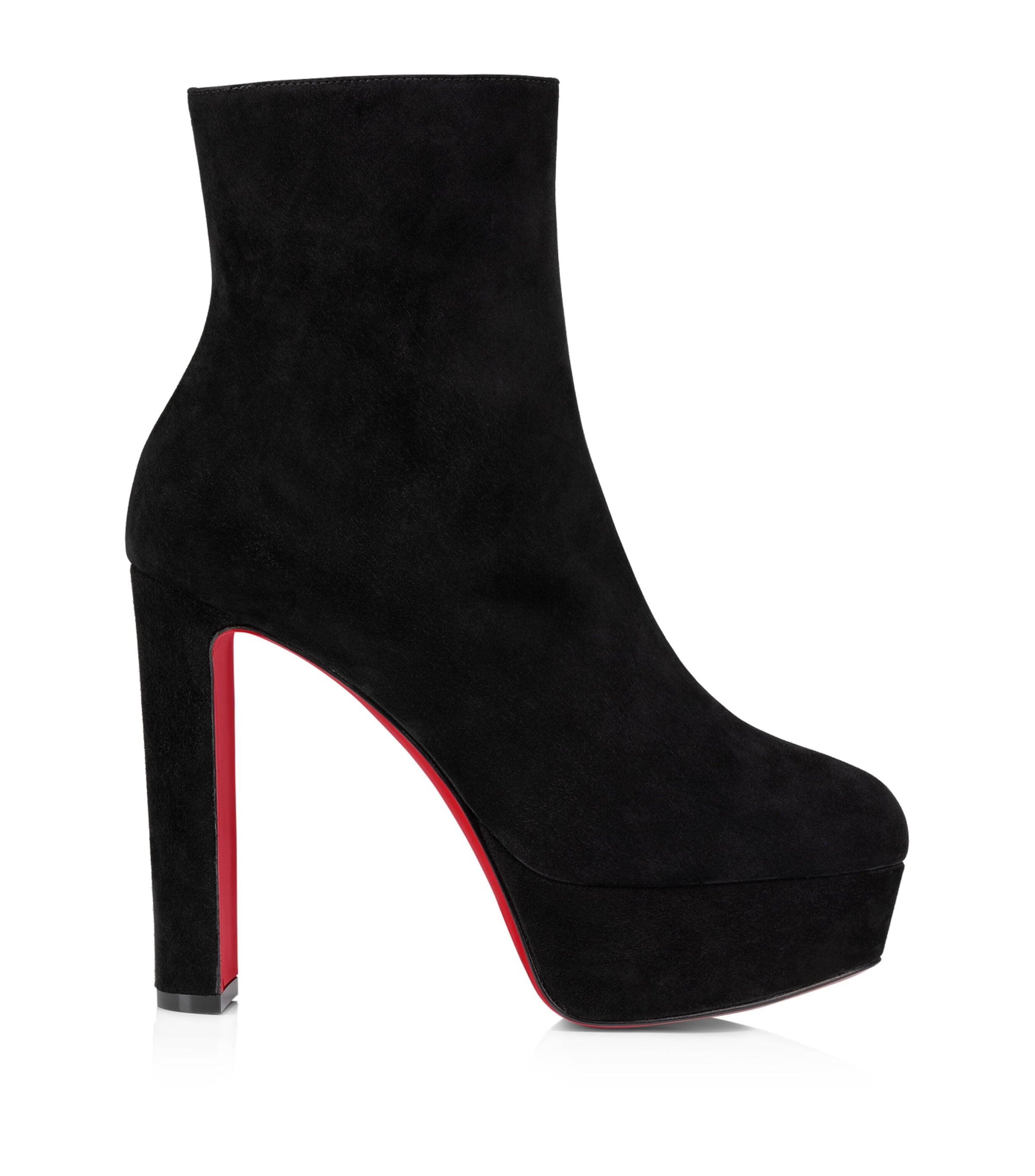 Christian Louboutin Red Loo Booty Suede Platform Boots 130
