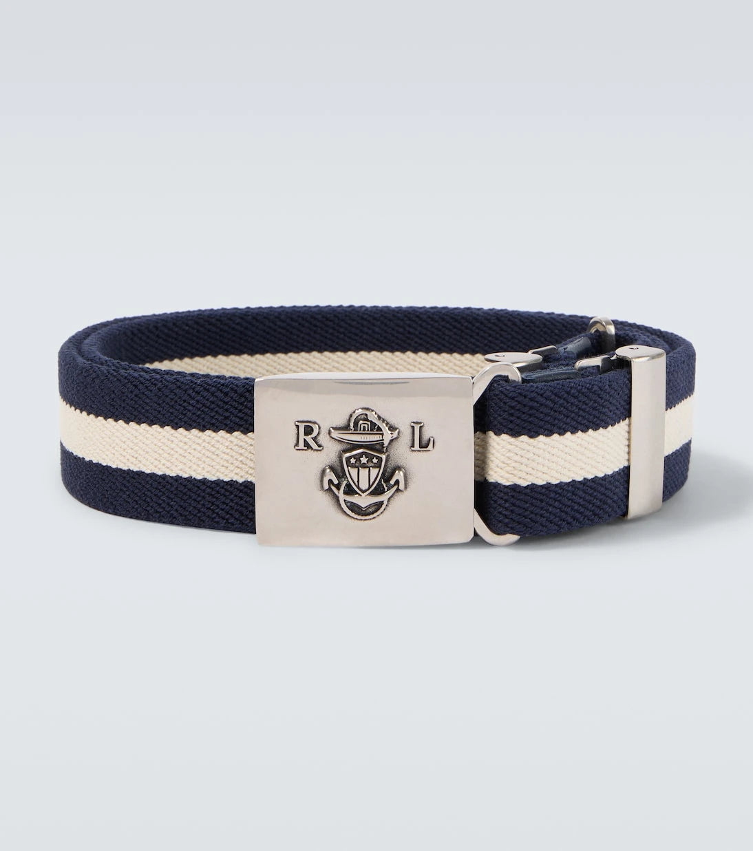 Ralph Lauren Purple Label - حزام مخطط مزين بالجلد