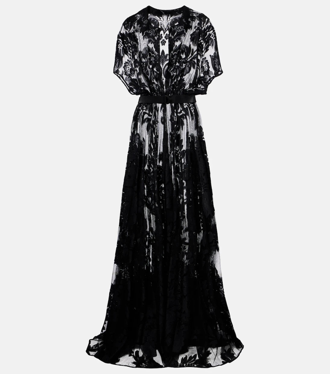 Norma Kamali - Belted sheer lace shirt dress