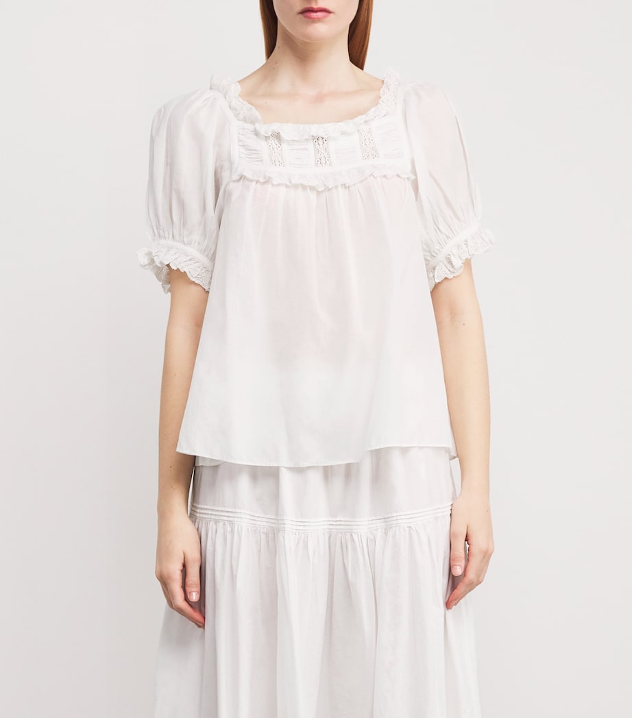 White Organic Cotton-Blend Frances Blouse