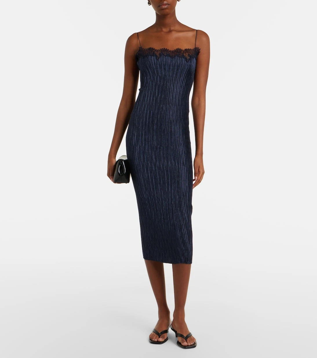 Fforme - Lumi lace-trimmed pleated midi dress