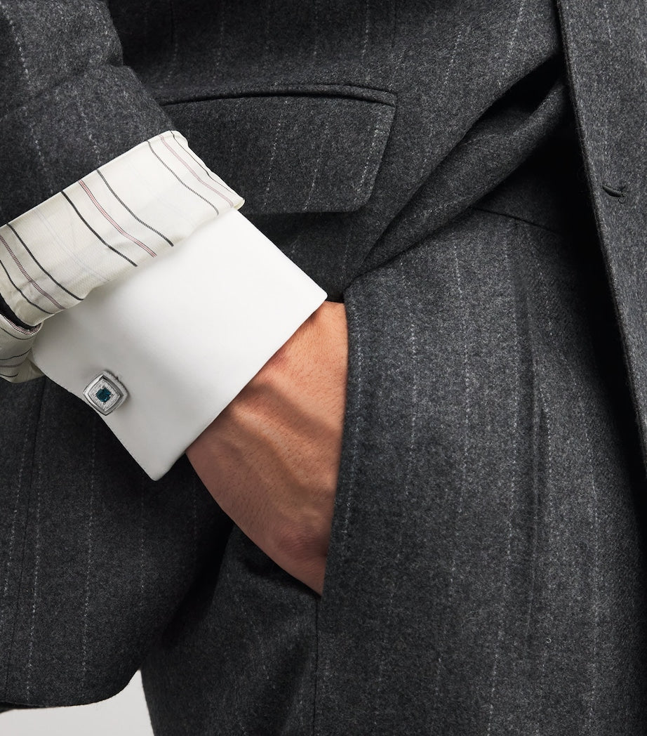 Sterling Silver and Topaz Graffiato Cufflinks