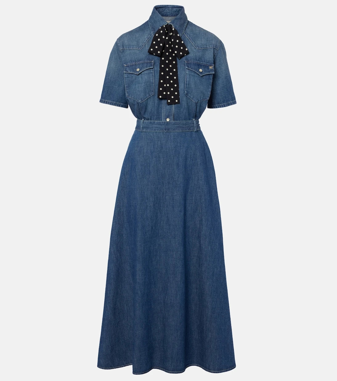 Valentino - Belted denim polo dress