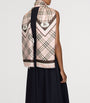 Burberry Pink Silk Check Knight Motif Scarf