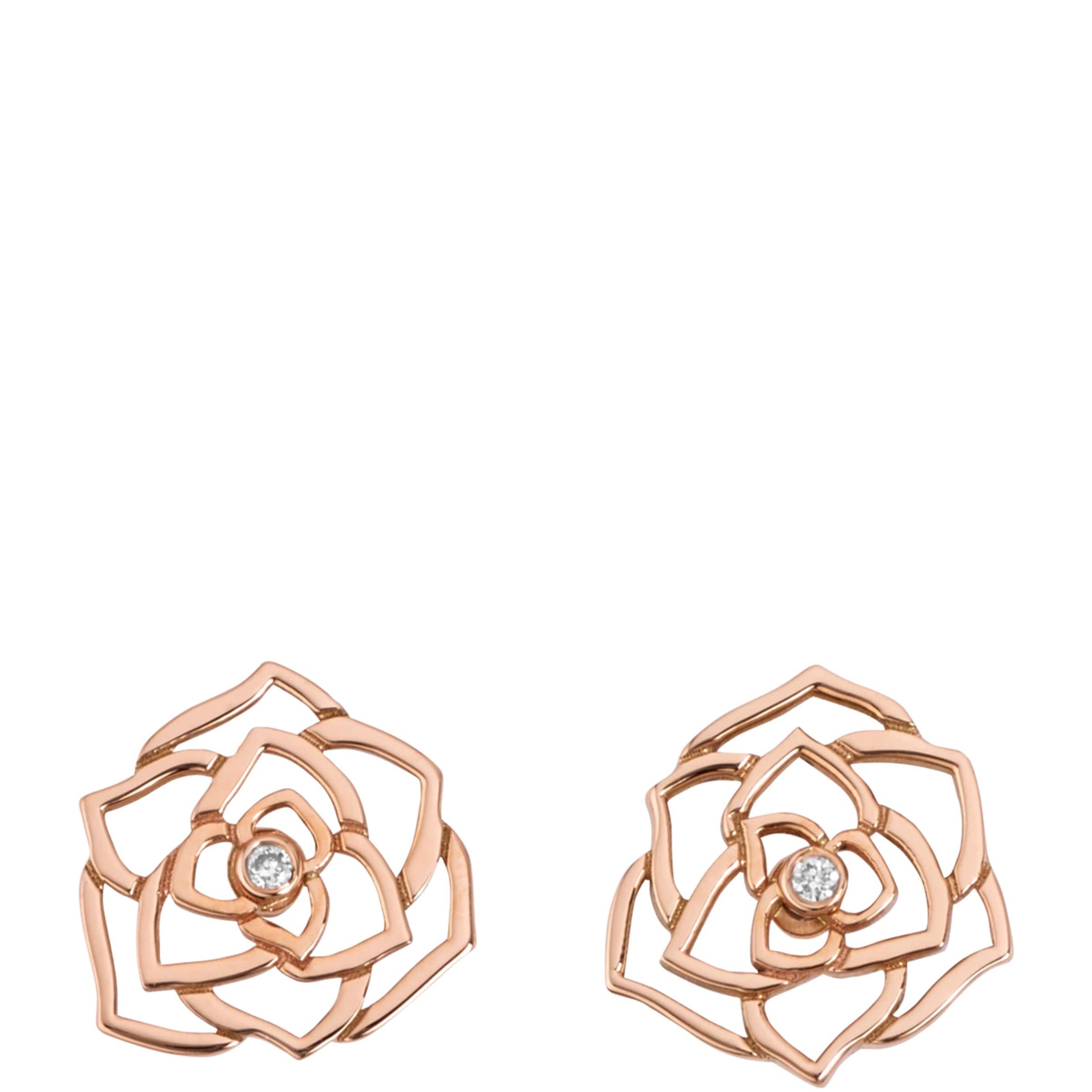 Rose Gold and Diamond Rose Earrings