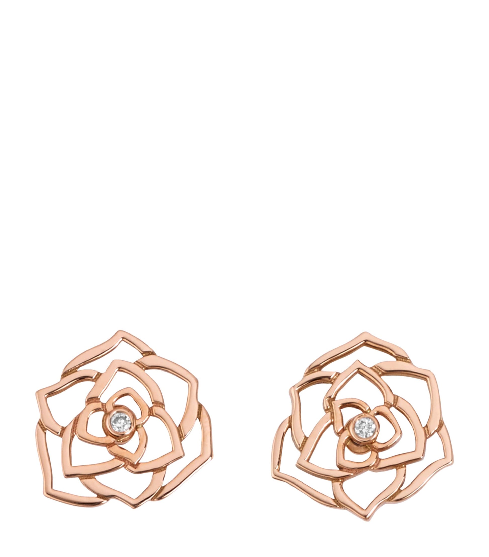 Rose Gold and Diamond Rose Earrings
