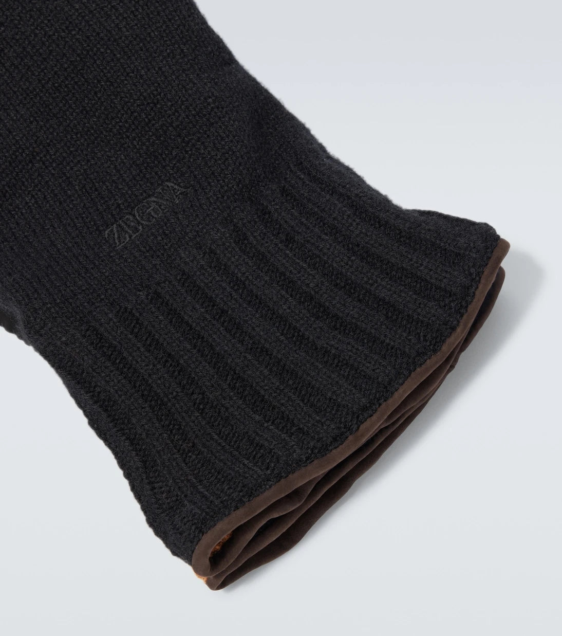 Zegna - Leather-trimmed cashmere gloves