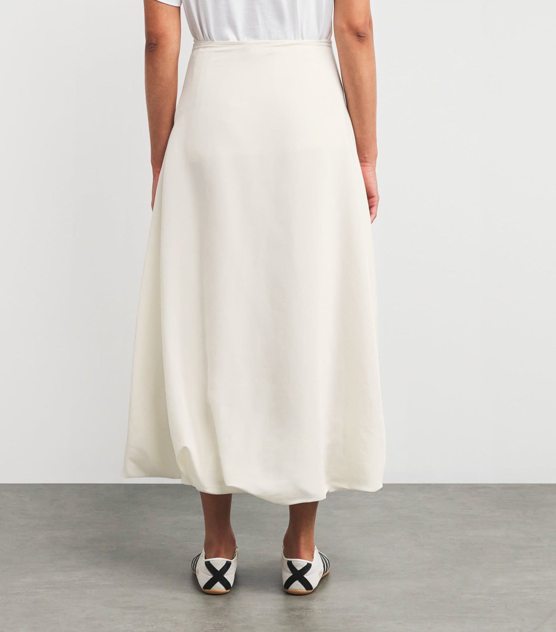 MAX&Co. White Canvas Balloon Midi Skirt