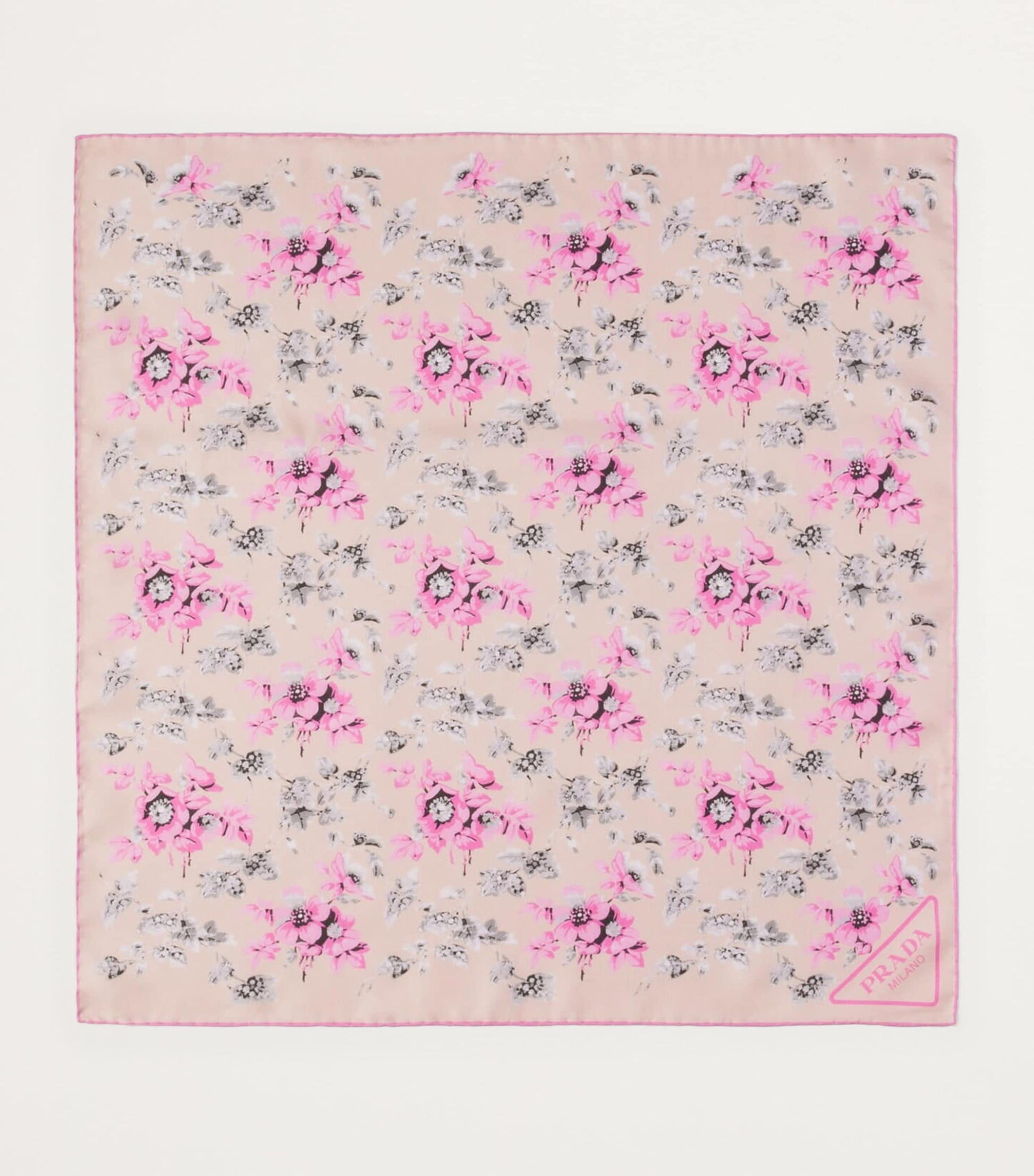 Pink Silk Floral Square Scarf
