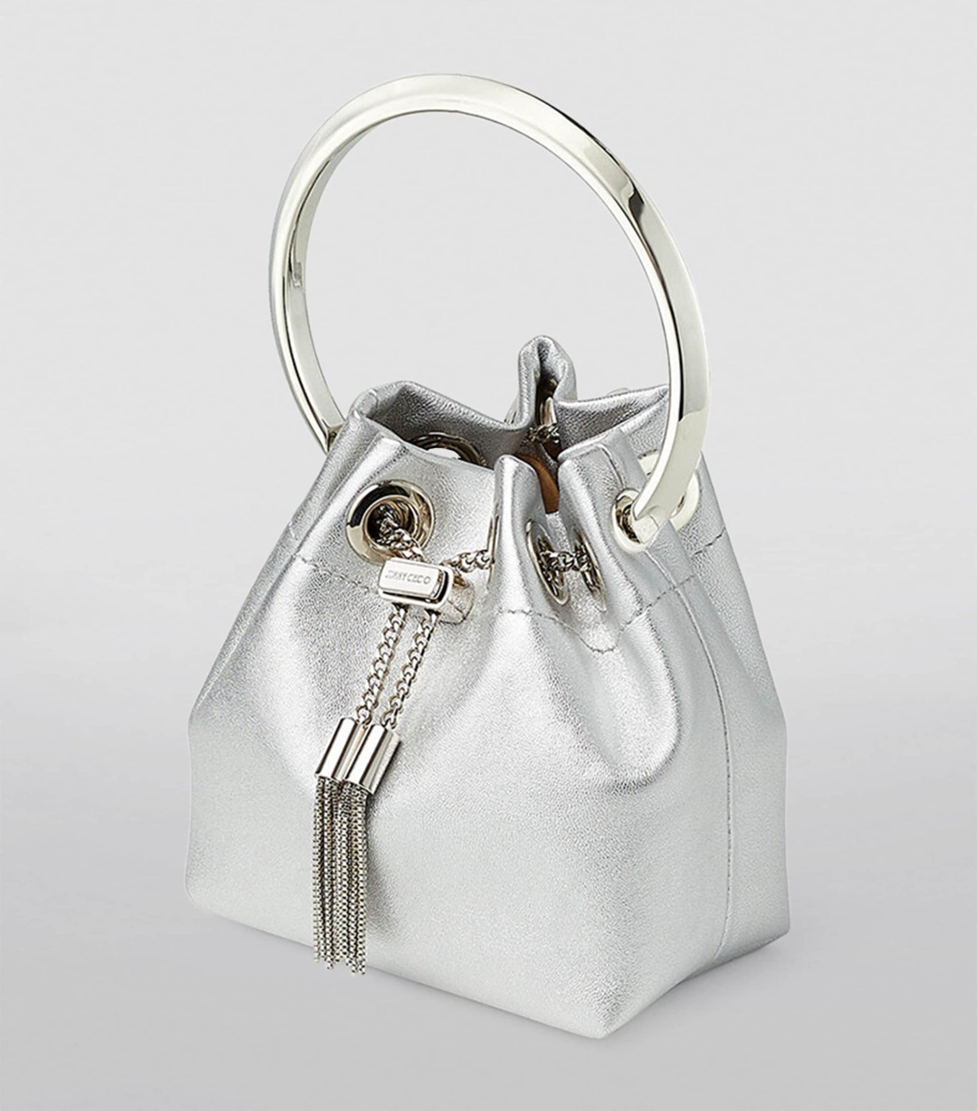 Jimmy Choo Silver Micro Bon Bon Top-Handle Bag