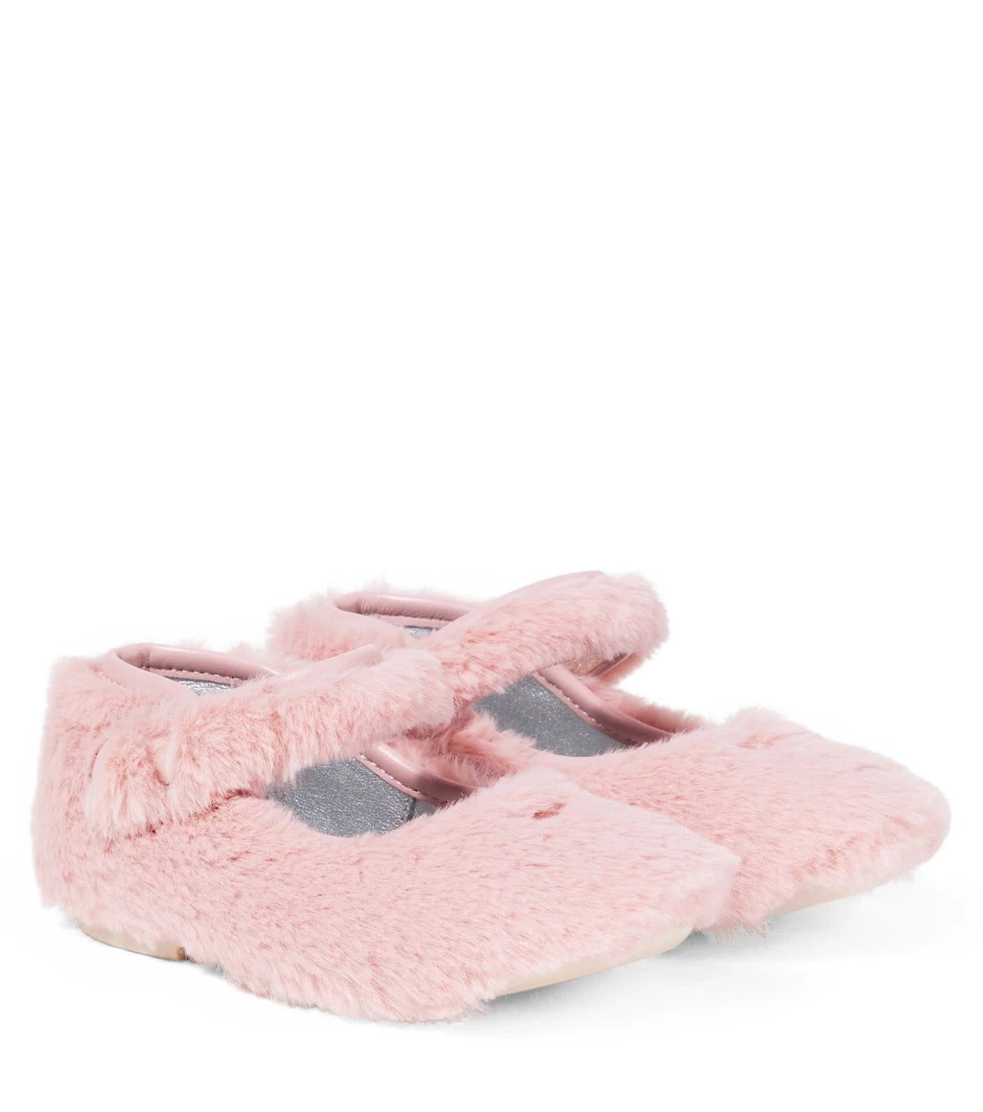 Monnalisa - Leather-trimmed Mary Jane flats
